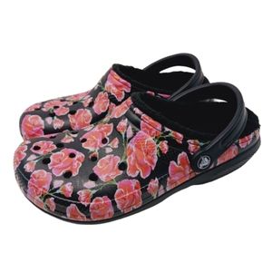 Crocs Classic Lined Graphic II Clogs in Floral Black/Red Unisex W8 M6